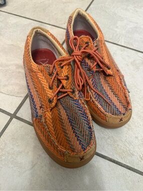 Twisted X Orange Multicolor Woven Lace-Up Sneakers Hooey Lopers